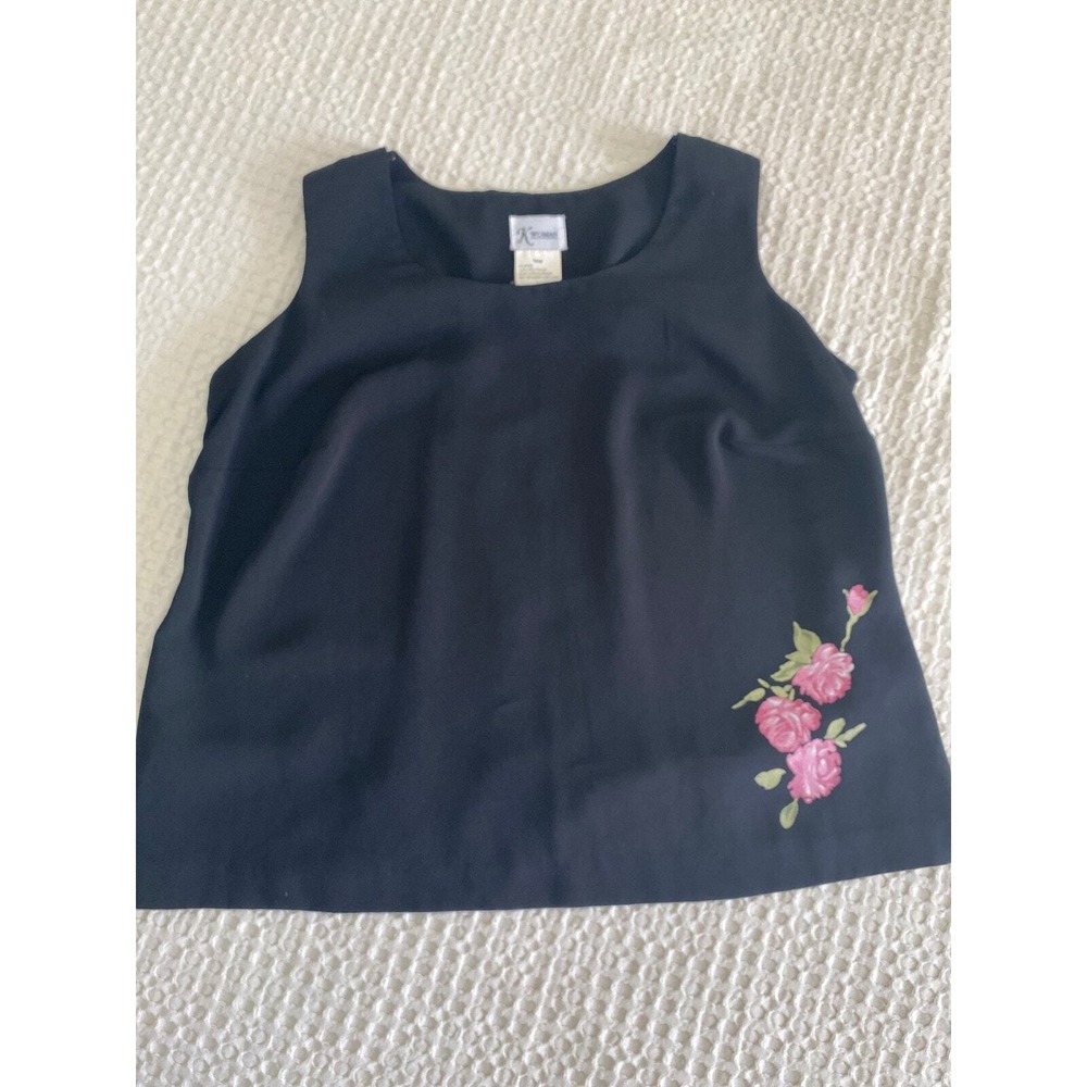 K Woman Black Sleeveless Rose Women's Career Top‎ Size 18W